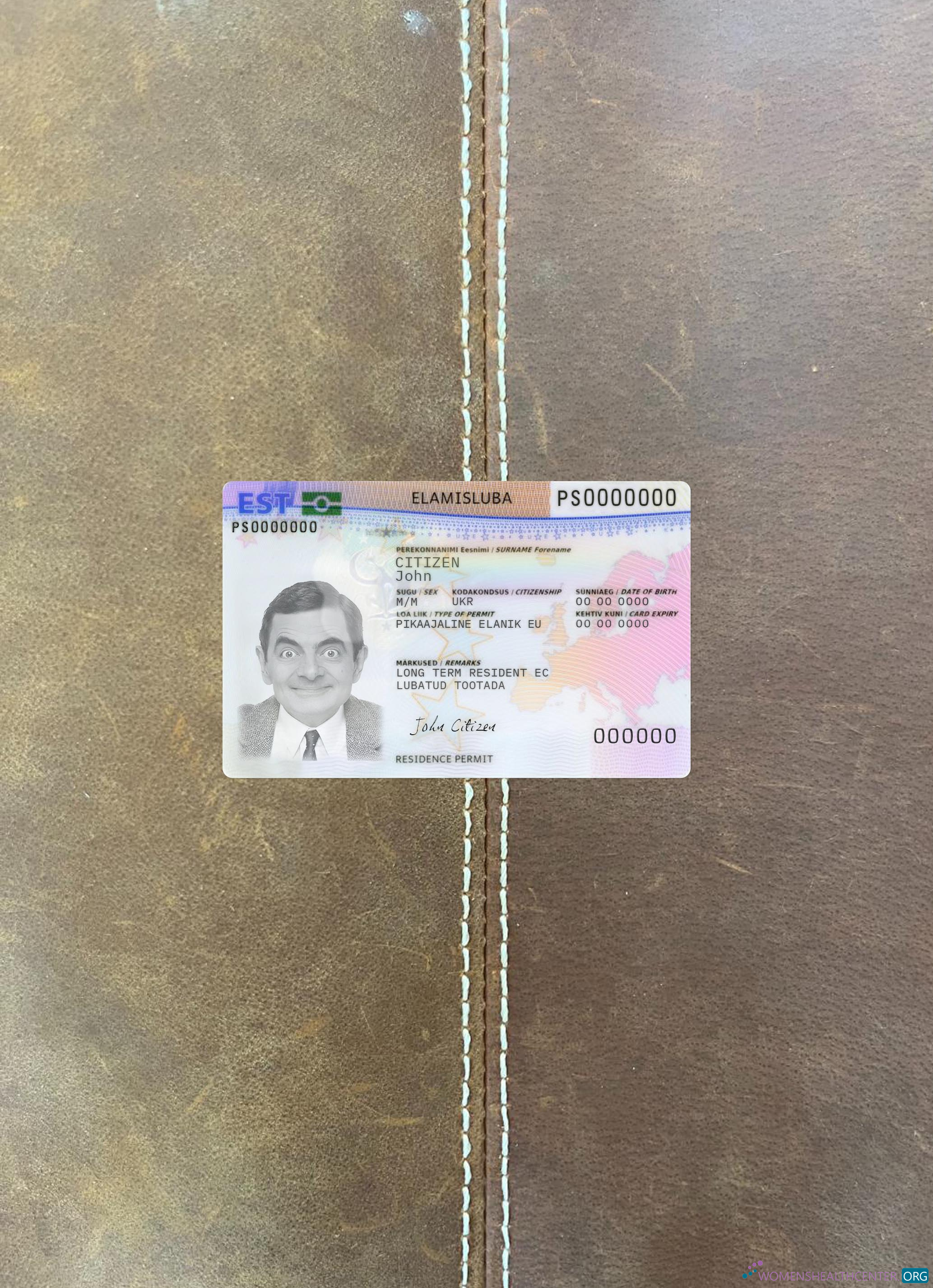 Download Estonia residence permit card photolook front Photoshop template